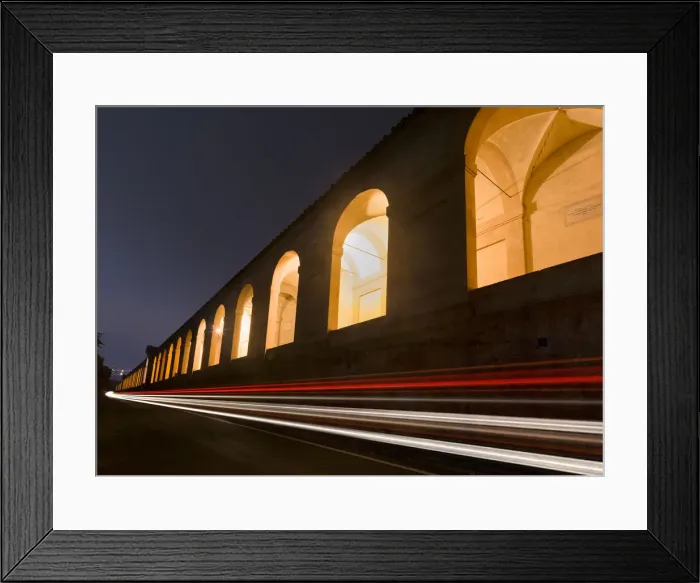 Framed Print : Car light trails and the porticoes of Bologna, Bologna, Emilia Romagna, Italy, Europe Framed Print : Car light trails and the porticoes of Bologna, Bologna, Emilia Romagna, Italy, Europe