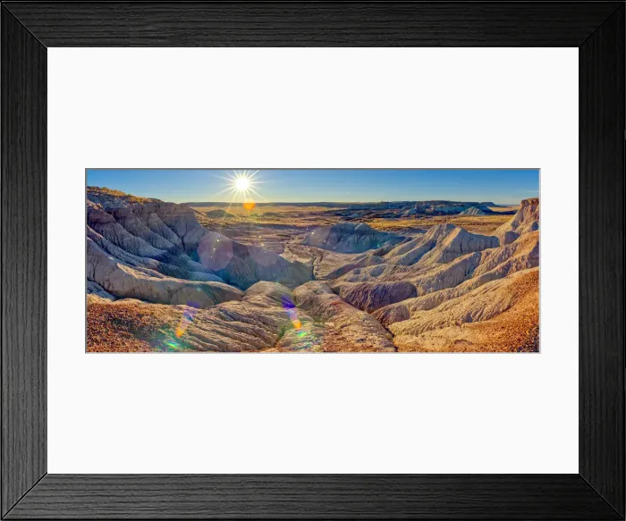 Framed Print : Panorama of the setting sun at the First Forest in Petrified Forest National Park Framed Print : Panorama of the setting sun at the First Forest in Petrified Forest National Park