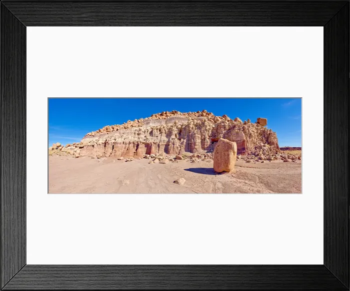 Framed Print : Panorama of a ridge in the Devils Playground of crumbling hoodoos