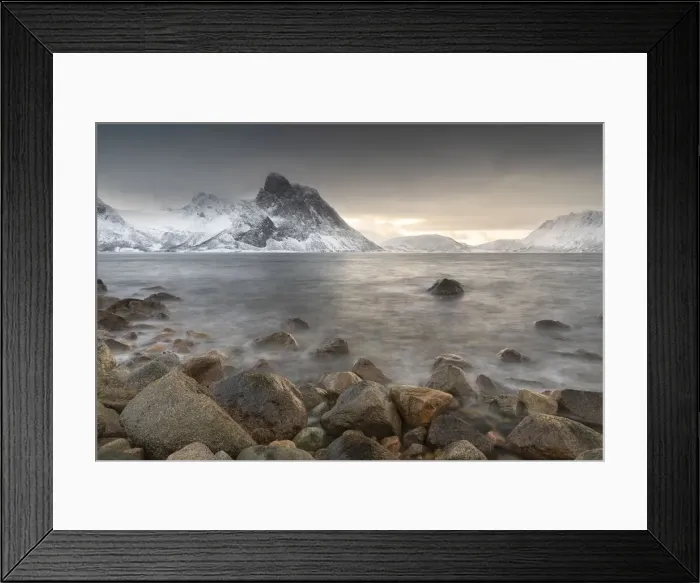 Framed Print : Snow covered mountains near to Stonglandseidet on the island of Senja, Troms og Finnmark Framed Print : Snow covered mountains near to Stonglandseidet on the island of Senja, Troms og Finnmark