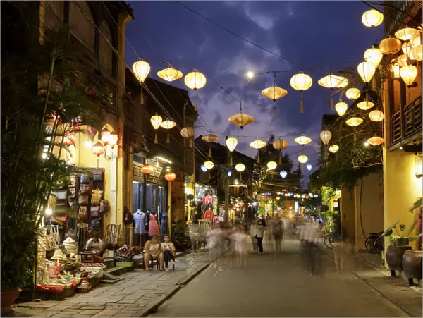 A bustling Nguyen Thai Hoc street in Hoi An, Vietnam, Indochina, Southeast Asia, Asia