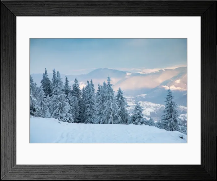 Framed Print : Beautiful winter landscape in Vladeasa mountains, Transylvania, Romania, Europe Framed Print : Beautiful winter landscape in Vladeasa mountains, Transylvania, Romania, Europe
