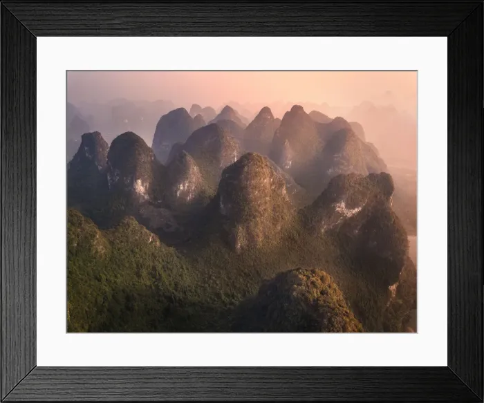 Framed Print : Aerial view of the Yangshuo mountains in the Li River area, Guangxi, China, Asia Framed Print : Aerial view of the Yangshuo mountains in the Li River area, Guangxi, China, Asia