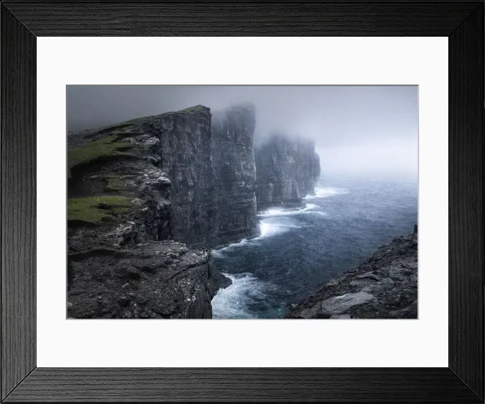 Framed Print : Cliffs of Traelanipa above the ocean, Faroe Islands, Denmark, Europe Framed Print : Cliffs of Traelanipa above the ocean, Faroe Islands, Denmark, Europe