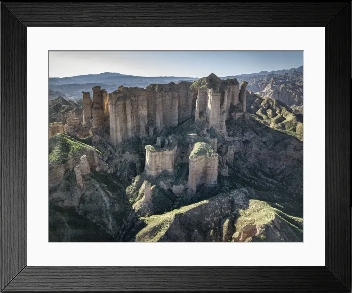Framed Print : Aerial view of Binggou Danxia mountains, Gansu, China, Asia Framed Print : Aerial view of Binggou Danxia mountains, Gansu, China, Asia