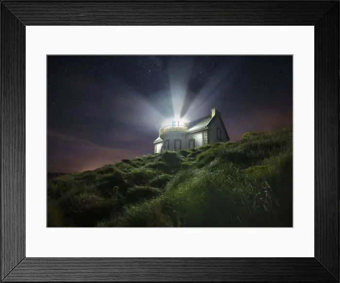 Framed Print : Night shot at Phare du Millier lighthouse, Finistere, Brittany, France, Europe Framed Print : Night shot at Phare du Millier lighthouse, Finistere, Brittany, France, Europe