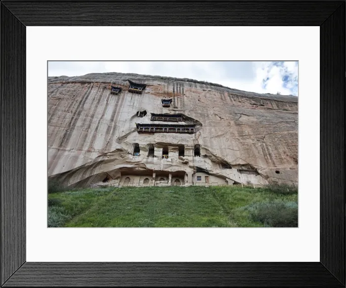 Framed Print : Front view of a temple hollowed in the mountain, Ganzu, China, Asia Framed Print : Front view of a temple hollowed in the mountain, Ganzu, China, Asia
