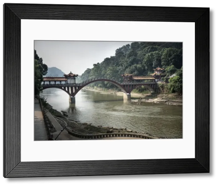 Framed Print : Traditional Chinese bridge in Leshan, Sichuan, China, Asia Framed Print : Traditional Chinese bridge in Leshan, Sichuan, China, Asia
