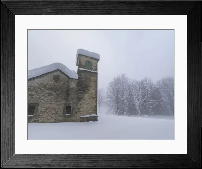 Framed Print : Shrine of Madonna dell Acero covered by snow, Parco Regionale del Corno alle Scale Framed Print : Shrine of Madonna dell Acero covered by snow, Parco Regionale del Corno alle Scale