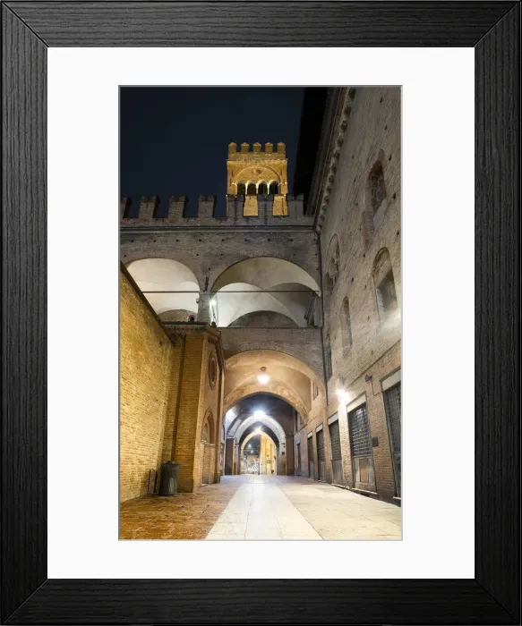 Framed Print : Night view of the Arengo tower in Piazza Maggiore, Bologna, Emilia Romagna, Italy, Europe Framed Print : Night view of the Arengo tower in Piazza Maggiore, Bologna, Emilia Romagna, Italy, Europe