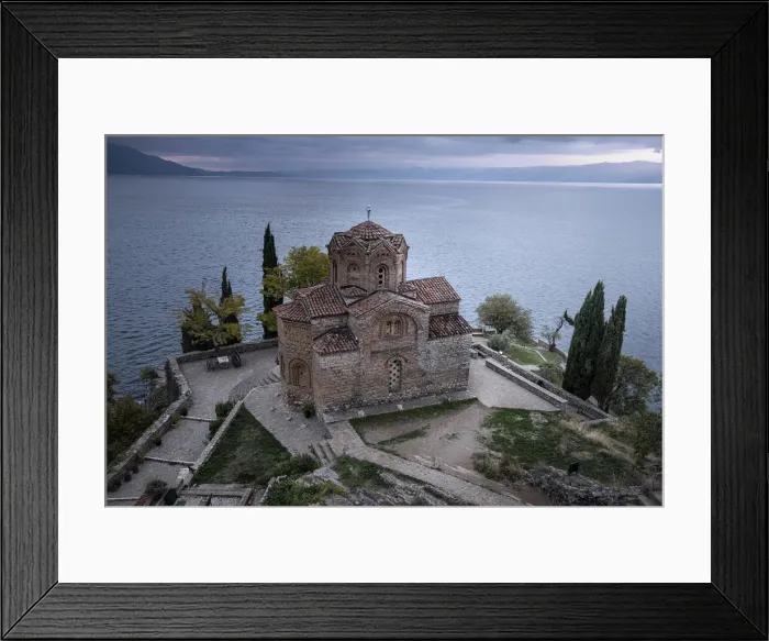 Framed Print : Blue hour at Saint John at Kaneo, an Orthodox church situated on the cliff overlooking Framed Print : Blue hour at Saint John at Kaneo, an Orthodox church situated on the cliff overlooking