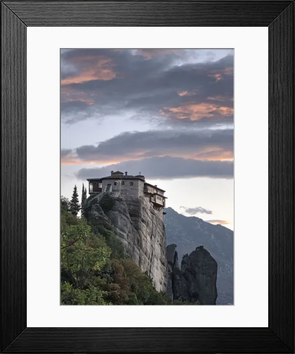 Framed Print : Clouds at sunset over Roussanou (St. Barbara) Monastery, Meteora Framed Print : Clouds at sunset over Roussanou (St. Barbara) Monastery, Meteora