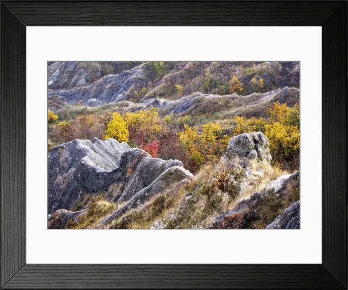 Framed Print : Autumn colors on badlands, Emilia Romagna, Italy, Europe Framed Print : Autumn colors on badlands, Emilia Romagna, Italy, Europe