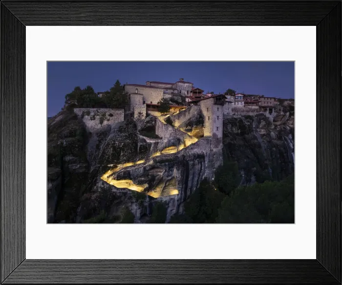 Framed Print : Megalo Meteoro Monastery in the blue hour before sunrise, Meteora