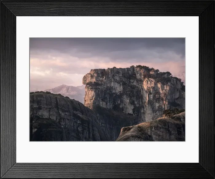 Framed Print : Pink sunrise in Meteora, Thessaly, Greece, Europe Framed Print : Pink sunrise in Meteora, Thessaly, Greece, Europe