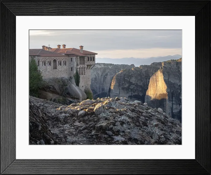 Framed Print : Varlaam Monastery and sunrise light on Meteoras rocks, Meteora Framed Print : Varlaam Monastery and sunrise light on Meteoras rocks, Meteora