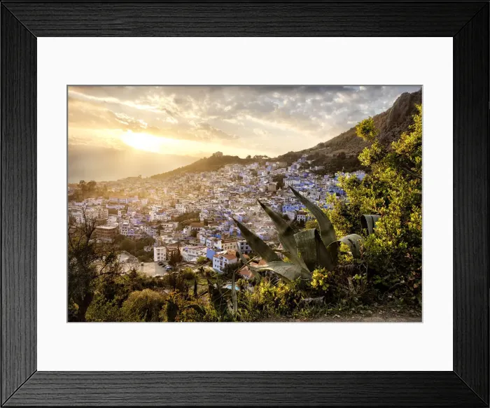 Framed Print : Sunset over Chefchaouen, the blue city of Morocco, North Africa, Africa Framed Print : Sunset over Chefchaouen, the blue city of Morocco, North Africa, Africa