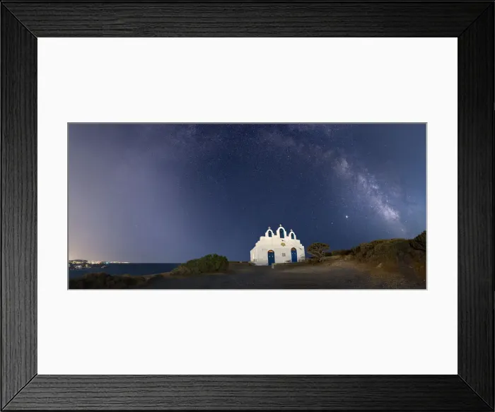 Framed Print : Milky Way arches above Agios Georgios on Paros Island, Cyclades, Greek Islands, Greece Framed Print : Milky Way arches above Agios Georgios on Paros Island, Cyclades, Greek Islands, Greece
