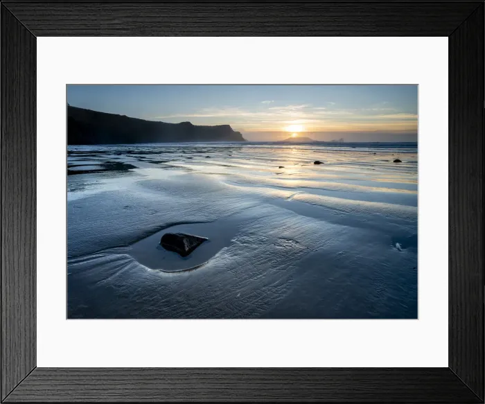 Framed Print : Rhossili Bay beach at low tide, at sunset, Rhossili, Gower Peninsula, Swansea, Wales Framed Print : Rhossili Bay beach at low tide, at sunset, Rhossili, Gower Peninsula, Swansea, Wales