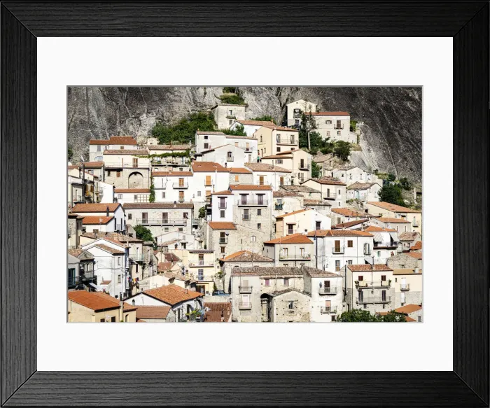 Framed Print : Stone houses in the medieval town of Castelmezzano, Dolomiti Lucane, Potenza province Framed Print : Stone houses in the medieval town of Castelmezzano, Dolomiti Lucane, Potenza province