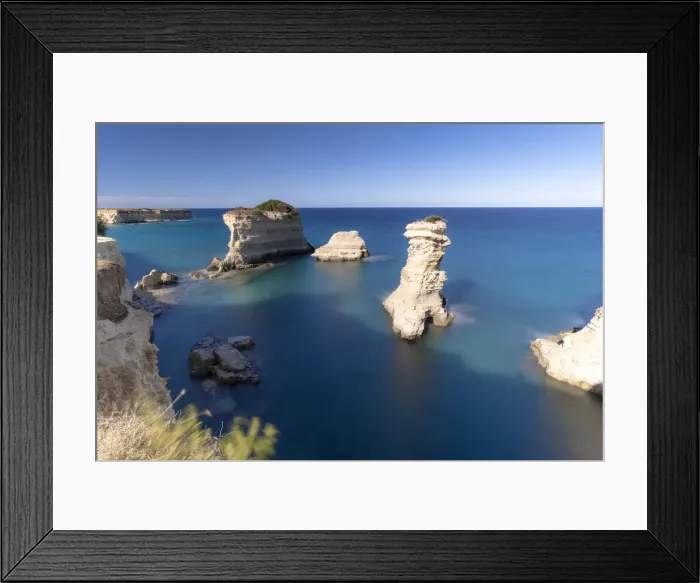 Framed Print : Faraglioni (limestone stacks) of Torre Sant Andrea in the crystal sea, Lecce province Framed Print : Faraglioni (limestone stacks) of Torre Sant Andrea in the crystal sea, Lecce province
