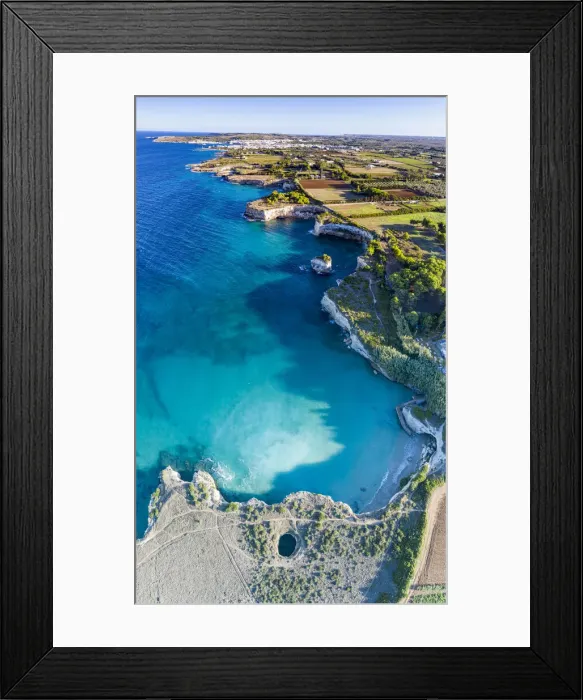 Framed Print : Aerial view of the open grotto known as Grotta Sfondata on cliffs along the coastline Framed Print : Aerial view of the open grotto known as Grotta Sfondata on cliffs along the coastline