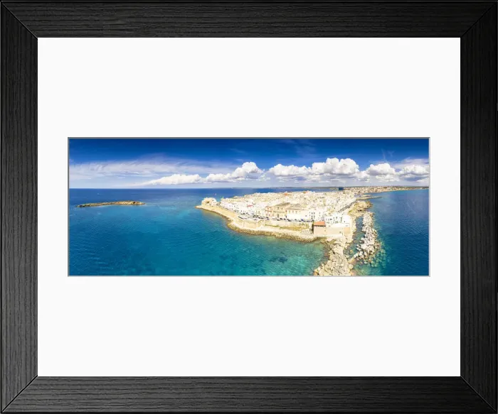 Framed Print : Aerial panoramic of white buildings in the seaside town of Gallipoli, Lecce province Framed Print : Aerial panoramic of white buildings in the seaside town of Gallipoli, Lecce province