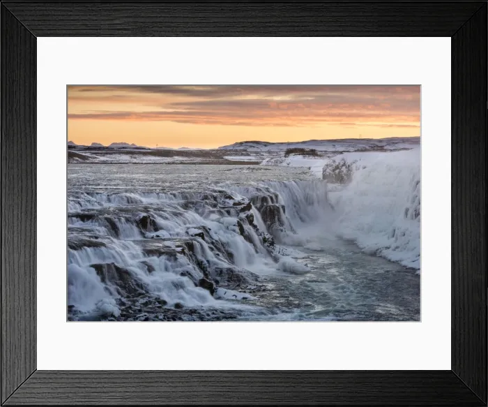 Framed Print : Gullfoss waterfall at dawn, Iceland, Polar Regions Framed Print : Gullfoss waterfall at dawn, Iceland, Polar Regions