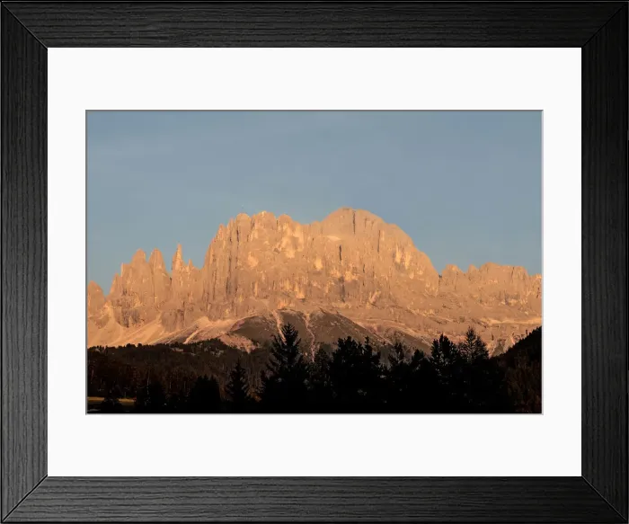 Framed Print : Orange sunset named enrosadira on Catinaccio mountain, Val di Tires, Bolzano, Italy Framed Print : Orange sunset named enrosadira on Catinaccio mountain, Val di Tires, Bolzano, Italy