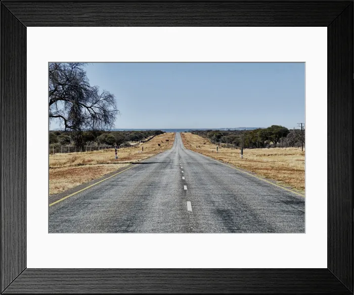 Framed Print : Long road in the middle of nowhere, Namibia, Africa Framed Print : Long road in the middle of nowhere, Namibia, Africa