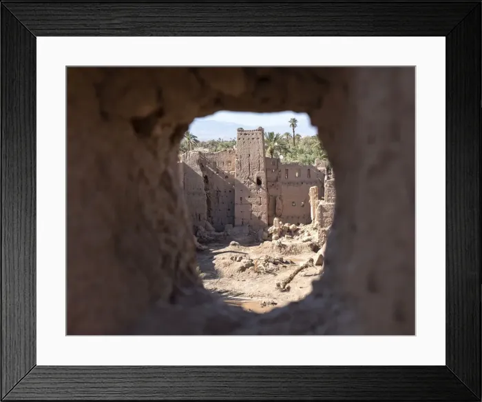 Framed Print : Kasbah ruins seen through an ancient kasbah window, Morocco, North Africa, Africa Framed Print : Kasbah ruins seen through an ancient kasbah window, Morocco, North Africa, Africa