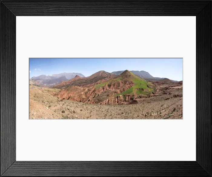 Framed Print : Panoramic of badland rock formation in mountains in Morocco, North Africa, Africa Framed Print : Panoramic of badland rock formation in mountains in Morocco, North Africa, Africa