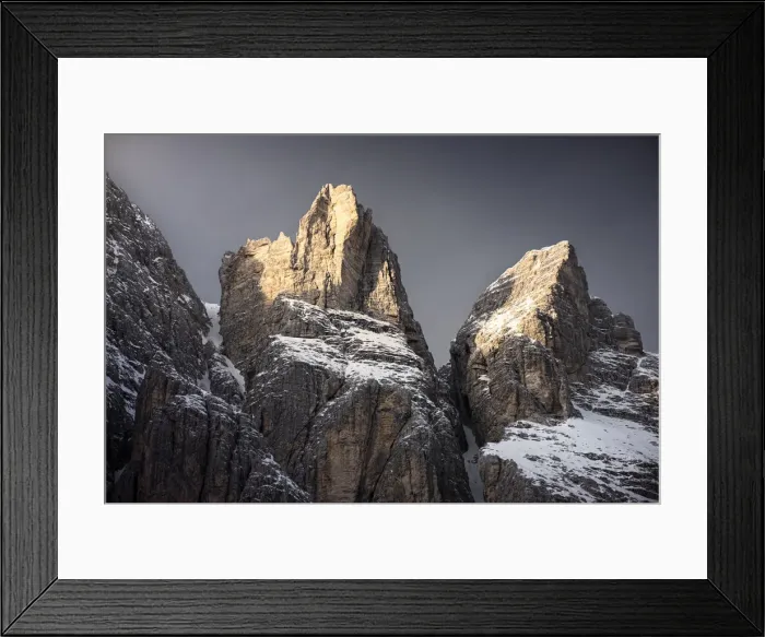 Framed Print : Dolomites mountain with snow at sunset, Trentino-Alto Adige, Italy, Europe Framed Print : Dolomites mountain with snow at sunset, Trentino-Alto Adige, Italy, Europe