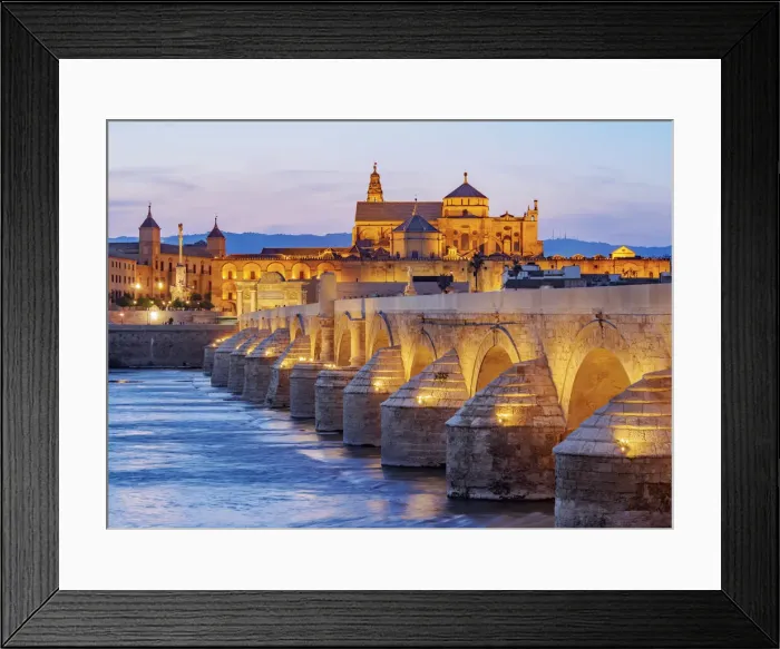Framed Print : View over Roman Bridge of Cordoba and Guadalquivir River towards the Mosque Cathedral Framed Print : View over Roman Bridge of Cordoba and Guadalquivir River towards the Mosque Cathedral