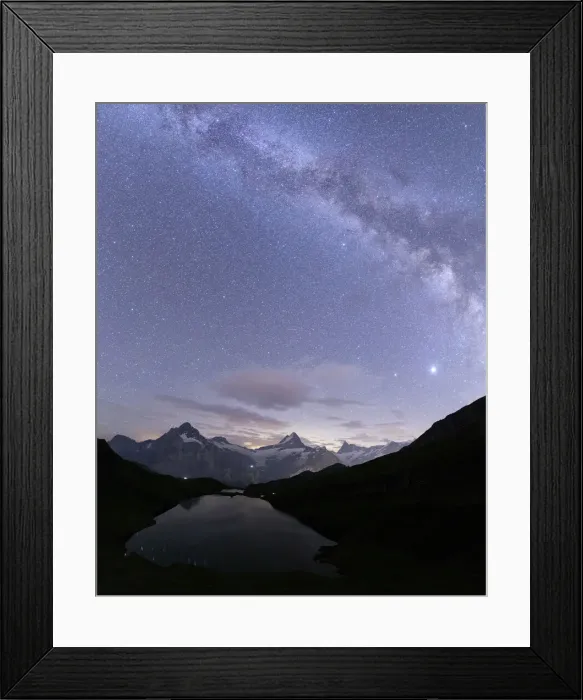 Framed Print : Milky Way over Bachalpsee lake on a summer night, Grindelwald, Jungfrau Region