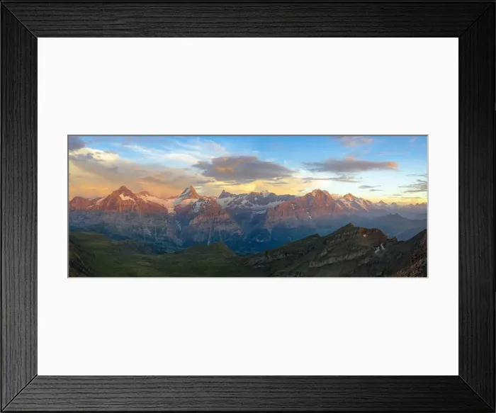 Framed Print : Aerial view of Wetterhorn, Schreckhorn, Finsteraarhorn, Eiger, Monch