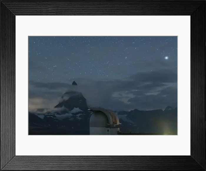 Framed Print : Stars over Matterhorn viewed from the observatory tower of Kulmhotel Gornergrat, Zermatt Framed Print : Stars over Matterhorn viewed from the observatory tower of Kulmhotel Gornergrat, Zermatt