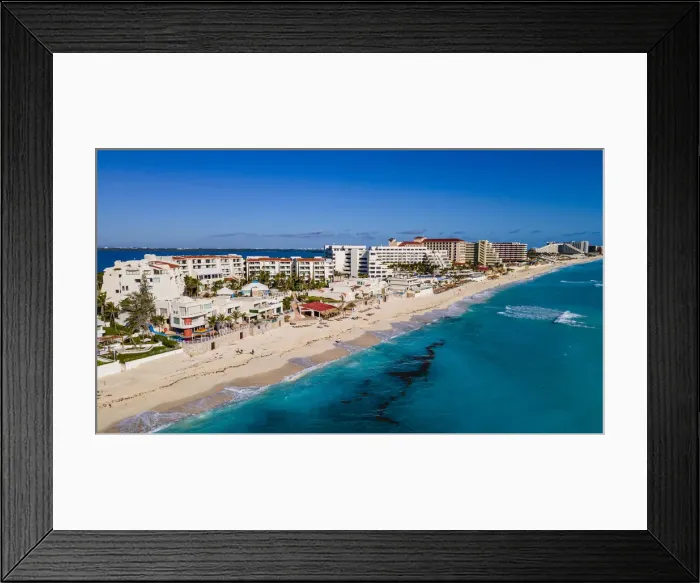 Framed Print : Aerial of the hotel zone with the turquoise waters of Cancun, Quintana Roo, Mexico Framed Print : Aerial of the hotel zone with the turquoise waters of Cancun, Quintana Roo, Mexico