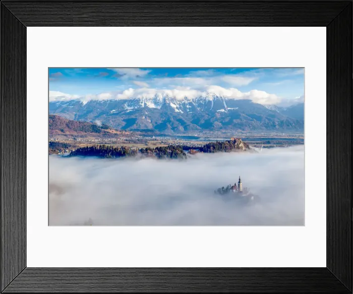 Framed Print : Panorama of Lake Bled in the Julian Alps of the Upper Carniolan region Framed Print : Panorama of Lake Bled in the Julian Alps of the Upper Carniolan region