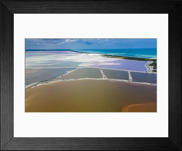 Framed Print : Aerial of the colourful salinas of Las Coloradas, Yucatan, Mexico, North America Framed Print : Aerial of the colourful salinas of Las Coloradas, Yucatan, Mexico, North America