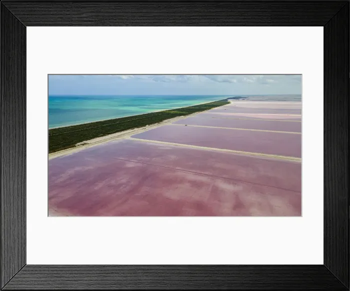 Framed Print : Aerial of the colourful salinas of Las Coloradas, Yucatan, Mexico, North America Framed Print : Aerial of the colourful salinas of Las Coloradas, Yucatan, Mexico, North America