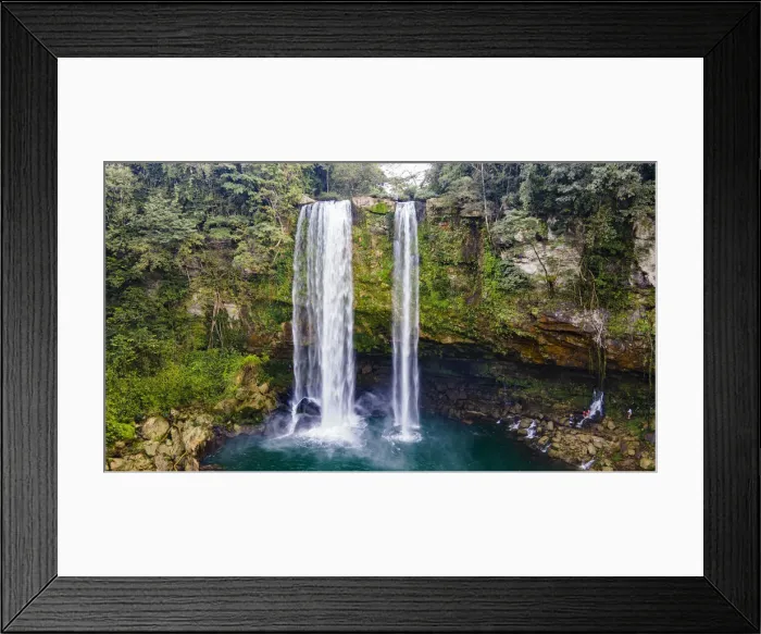Framed Print : Aerial of Misol Ha waterfall, Chiapas, Mexico, North America Framed Print : Aerial of Misol Ha waterfall, Chiapas, Mexico, North America