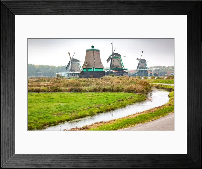 Framed Print : Zaanse Schans, a museum village with Dutch houses and windmills in Zaandam, North Holland