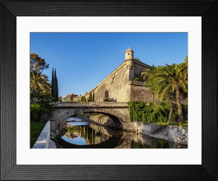 Framed Print : Pont de la Riera (bridge) and Bastio de Sant Pere (bastion), Es Baluard Framed Print : Pont de la Riera (bridge) and Bastio de Sant Pere (bastion), Es Baluard