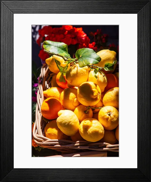 Framed Print : Fresh local basket of lemons in Manarola in Cinque Terre, province of La Spezia Framed Print : Fresh local basket of lemons in Manarola in Cinque Terre, province of La Spezia
