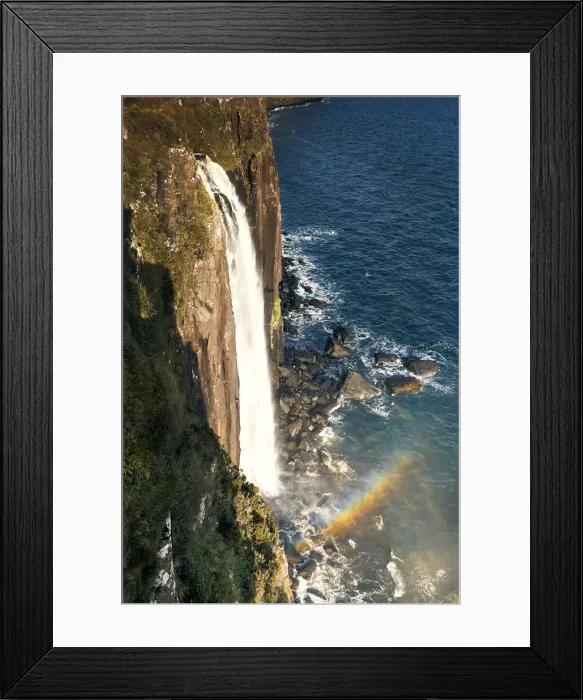 Framed Print : Kilt waterfall falling directly into the sea on the Isle of Skye, Inner Hebrides Framed Print : Kilt waterfall falling directly into the sea on the Isle of Skye, Inner Hebrides