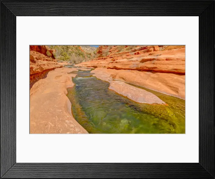Framed Print : Slick rock water channel in Slide Rock State Park where most swimmers begin their slide Framed Print : Slick rock water channel in Slide Rock State Park where most swimmers begin their slide