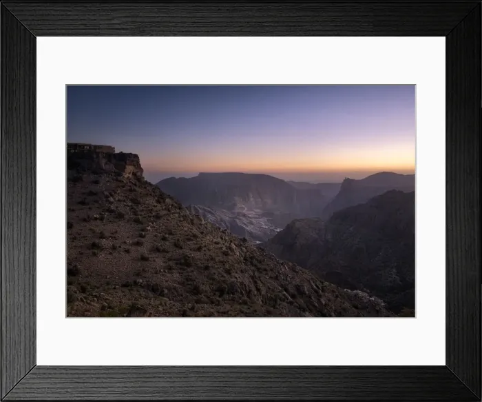 Framed Print : Blue hour on the rocky landscape of Jebel Akhdar mountains in Oman, Middle East Framed Print : Blue hour on the rocky landscape of Jebel Akhdar mountains in Oman, Middle East