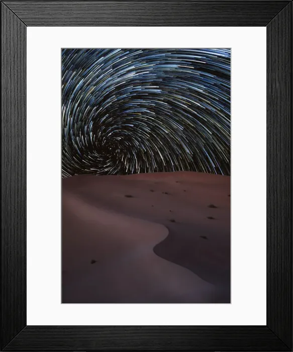 Framed Print : Vortex star trail in the Rub al Khali desert in Oman, Rub al Khali, Oman, Middle East Framed Print : Vortex star trail in the Rub al Khali desert in Oman, Rub al Khali, Oman, Middle East