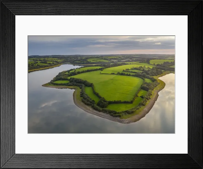 Framed Print : Aerial vista over Roadford Lake, Devon, England, United Kingdom, Europe Framed Print : Aerial vista over Roadford Lake, Devon, England, United Kingdom, Europe